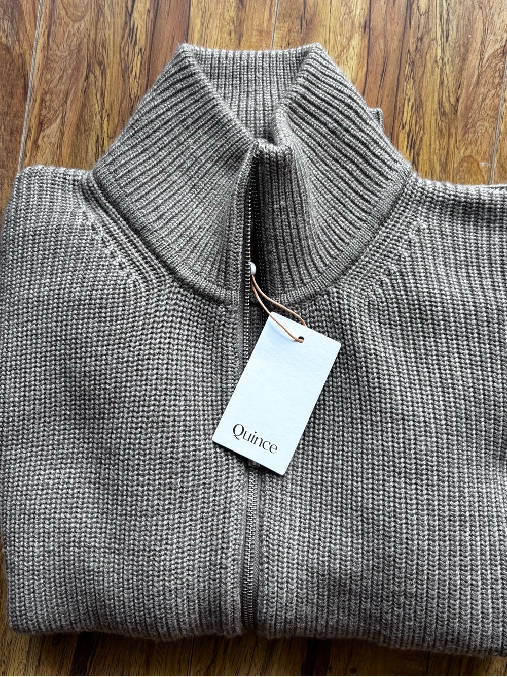 NWT Quince Australian Merino Wool Malted Toffee Half-Zip Sweater Size L - Picture 4 of 5
